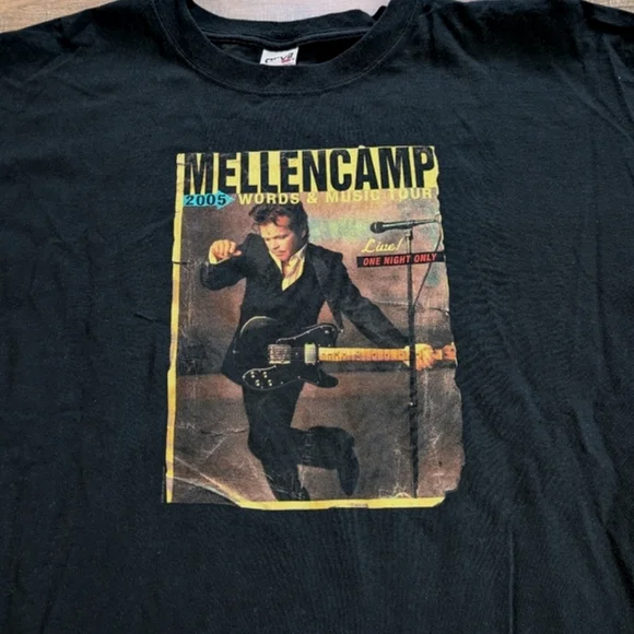 Mellencamp‎ Vintage 2005 Shirt XL Black Words & Music Tour Concert Band Tee - Picture 3 of 5